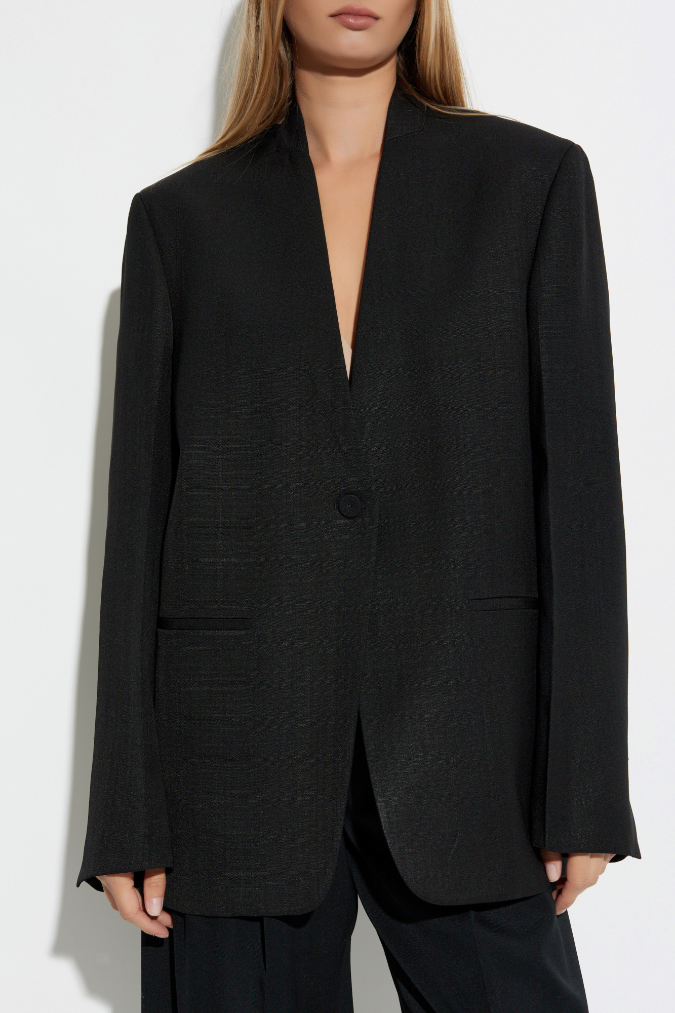 アウターその他 JIL SANDER Woman Blazer Black J02BN0185J41556 001 Jil Sander Wool Collarless Blazer | Saks Fifth Avenue